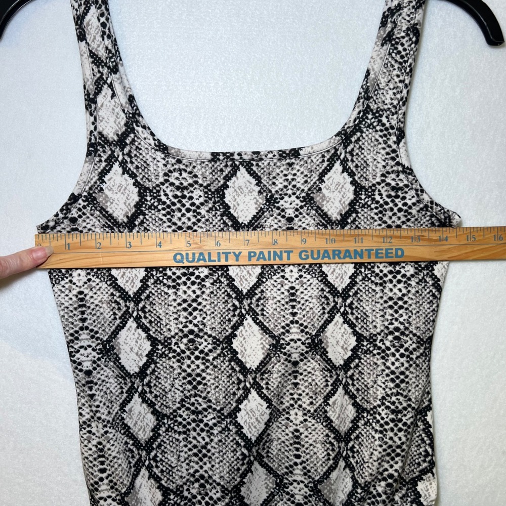 Y2K Grunge Snakeskin Print Bodysuit Black Sleeveless Caution To The Wind Women S - Picture 7 of 9